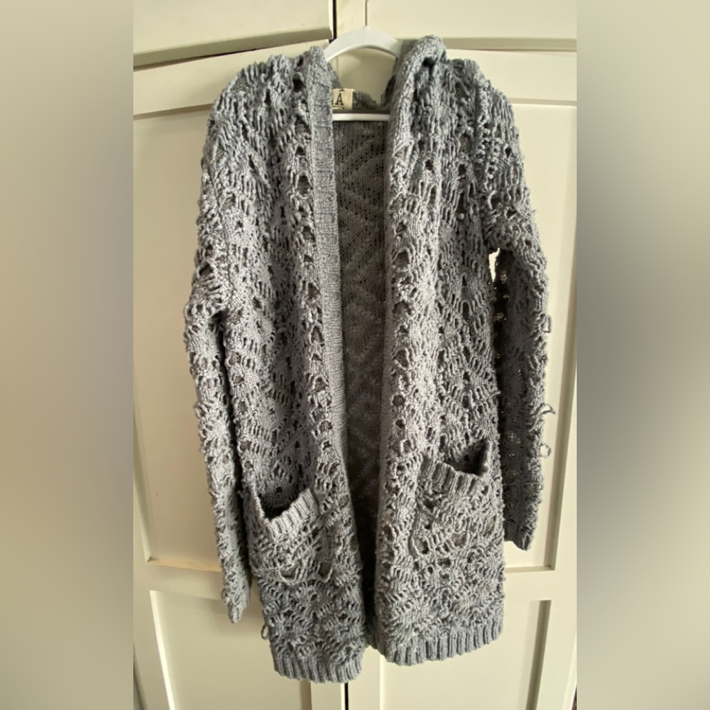 Gray duster sweater. People’s Project LA, girls L (14-16)